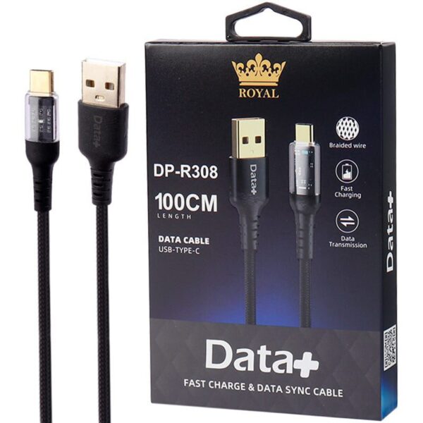 کابل تایپ سی به USB فست شارژ مدل DATA+ Royal DP-R308