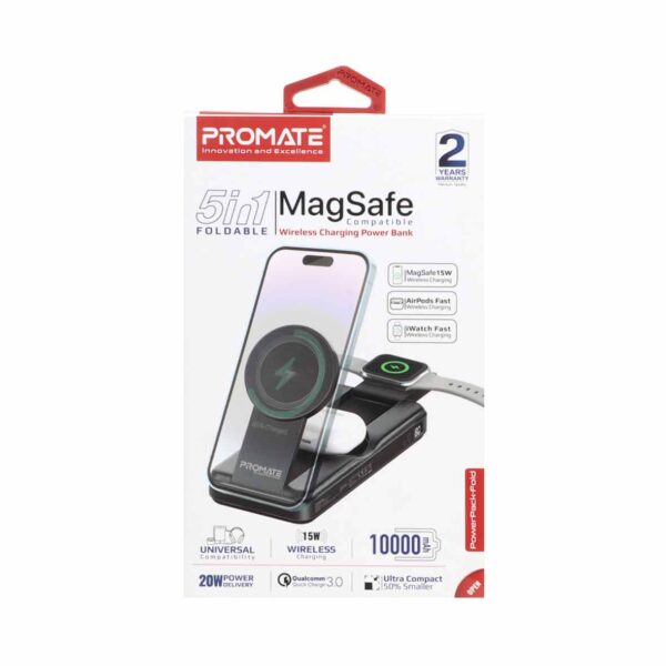 پاوربانک فست وایرلس پرومیت 10000 میلی آمپر 20W مدل PowerPack-Fold
