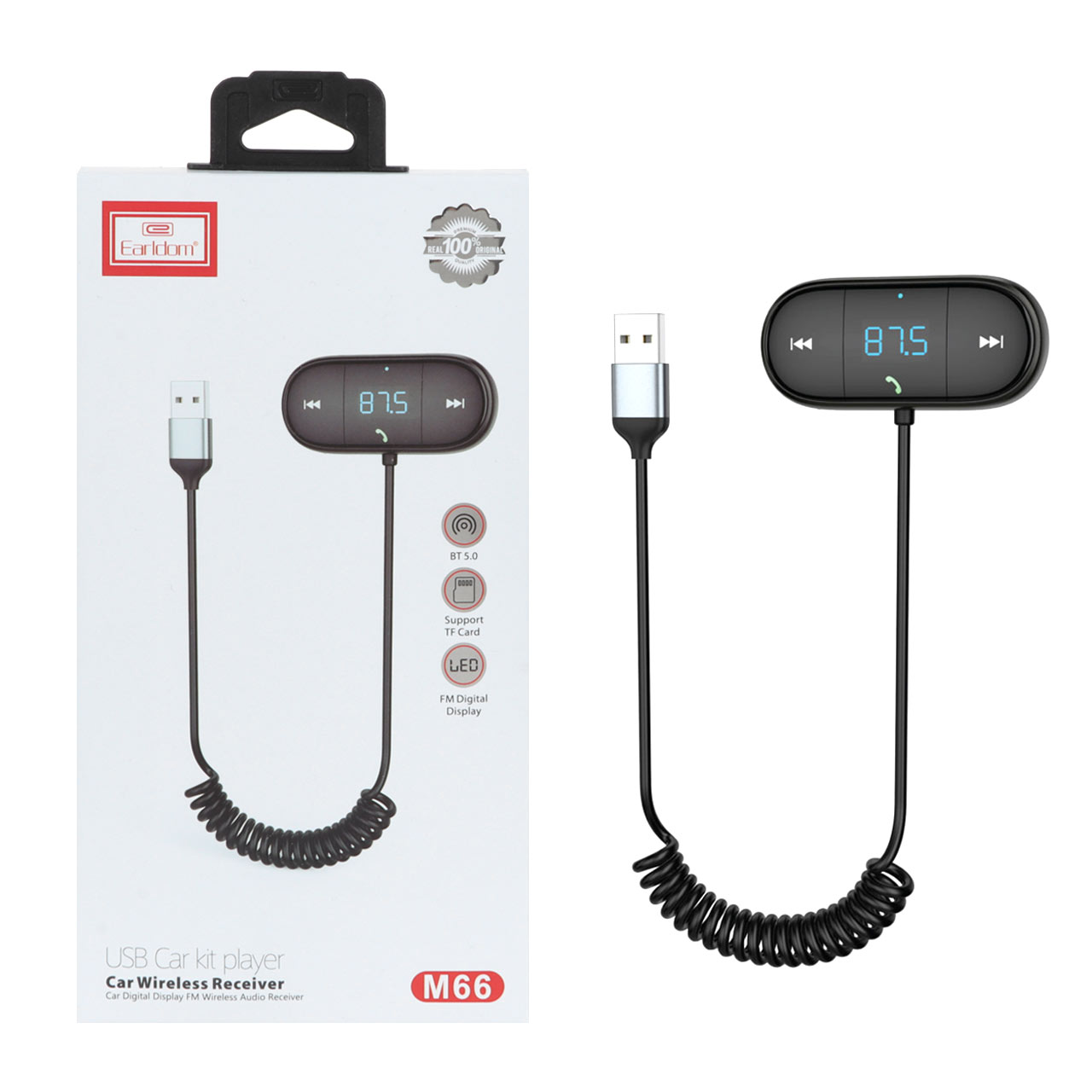 دانگل بلوتوث و گیرنده بلوتوث FM ارلدام مدل ET-M66