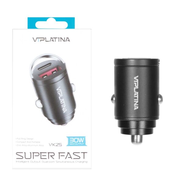 شارژر فندکی فست دو پورت 30W وی آی پلاتینا مدل VK25