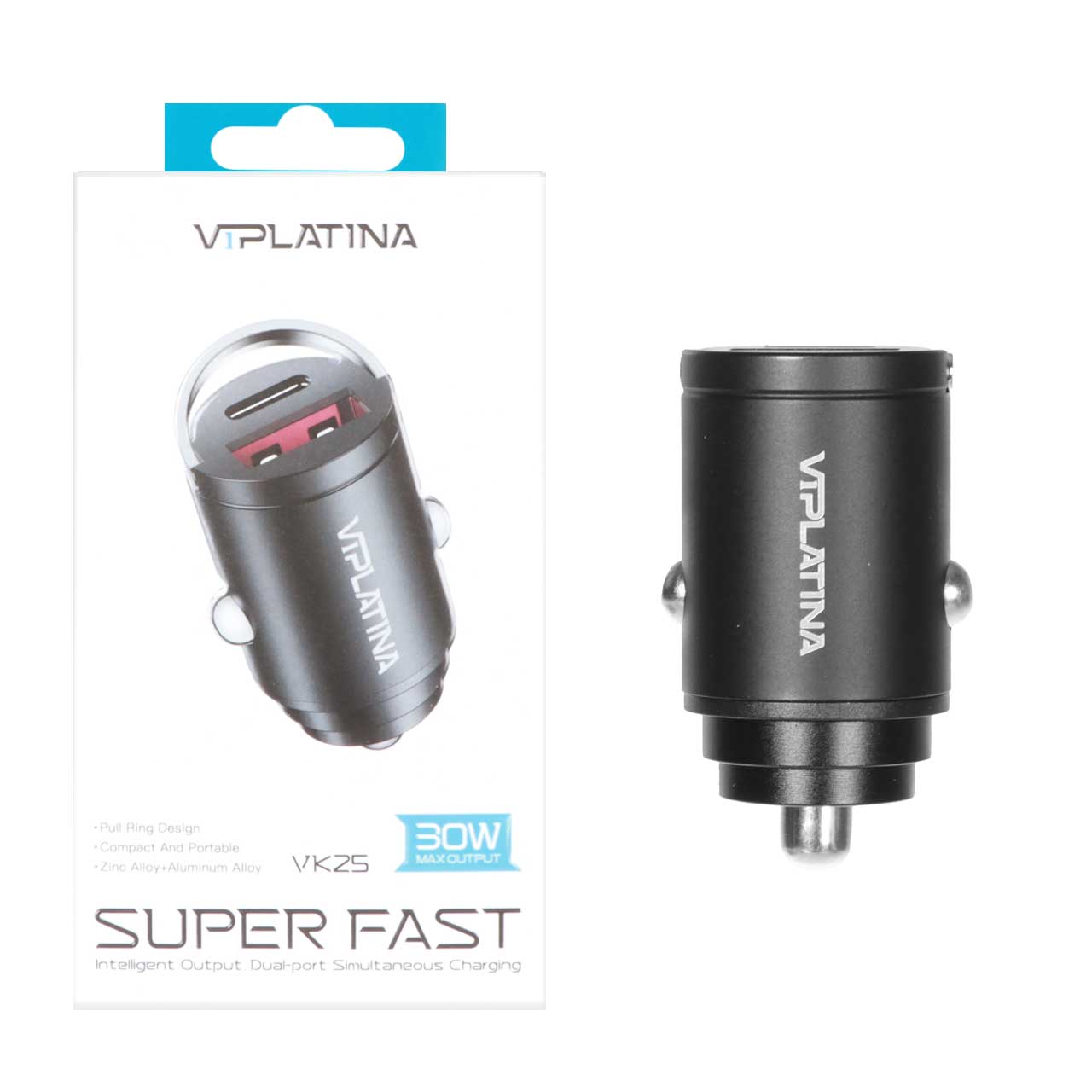 شارژر فندکی فست دو پورت 30W وی آی پلاتینا مدل VK25