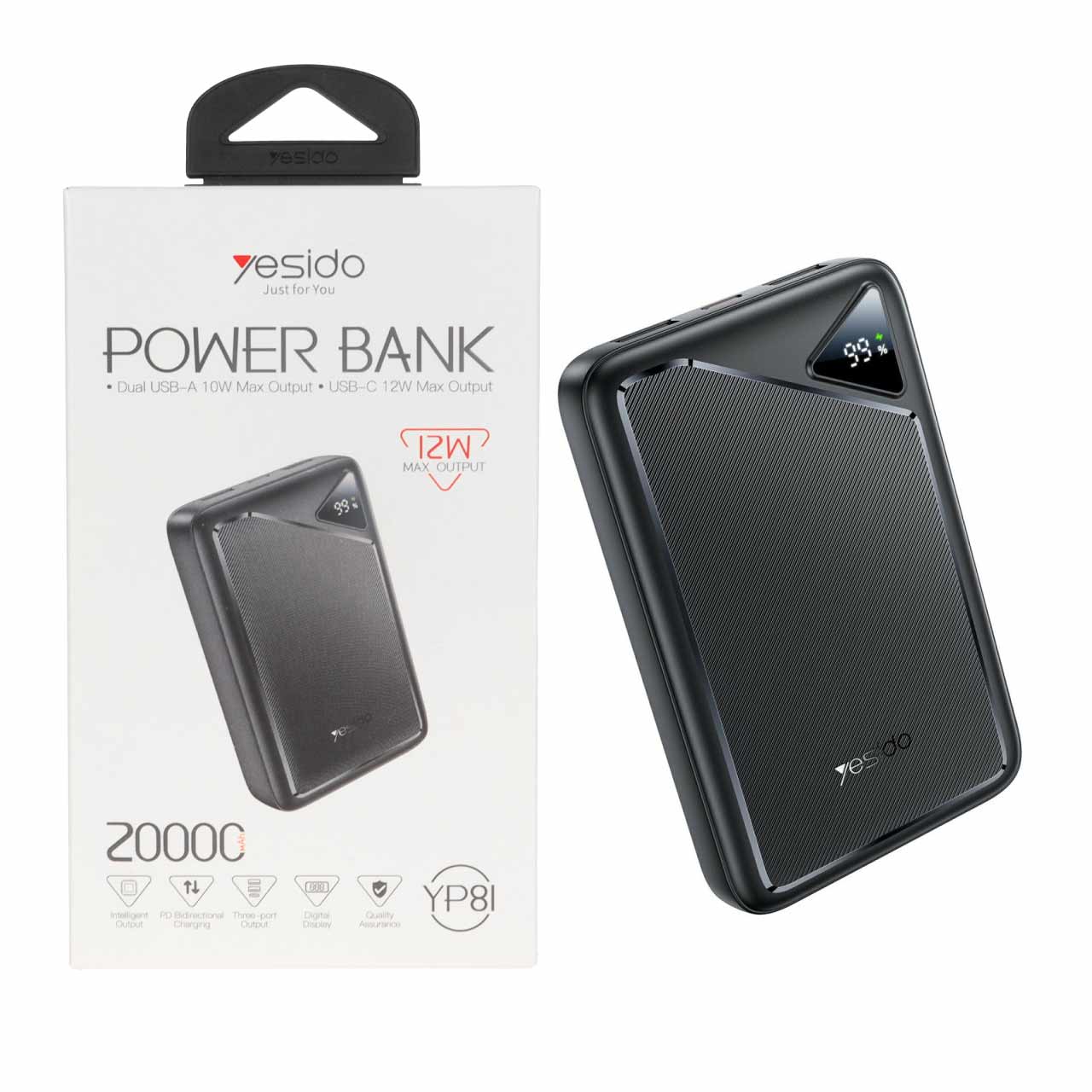 پاوربانک فست شارژ یسیدو 20000 میلی آمپر 12W مدل YP8I
